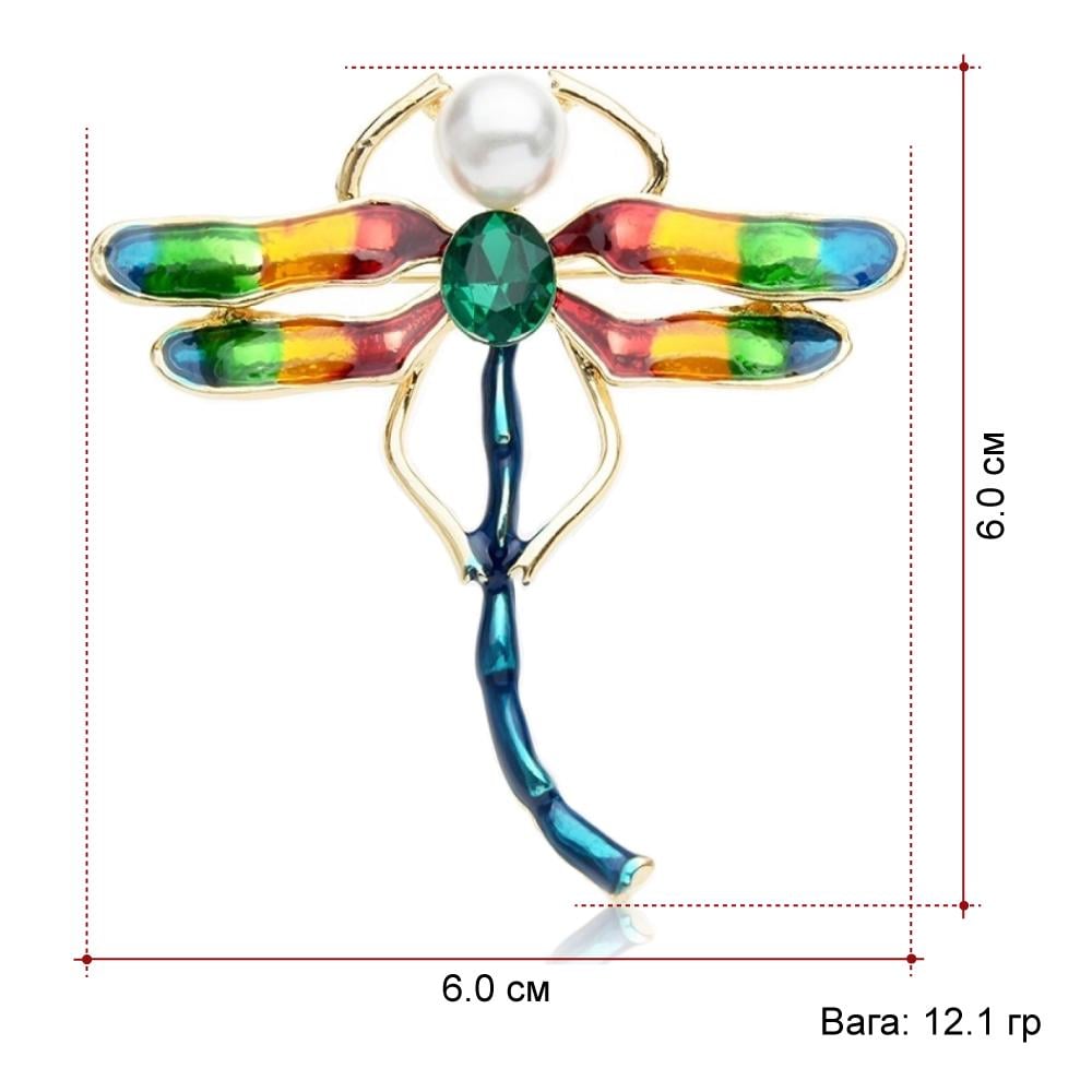 Брошь-подвеска Broche Стрекоза с бусиной BRBF111093 Разноцветный - фото 2