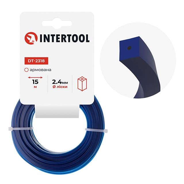Лiска для тримера квадратна армована 2,4 мм x 15 м