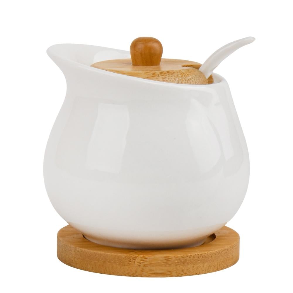 Емкость для хранения Elisey Сладкая жизнь с бамбуковой крышкой 9 см Белый (4004-005)