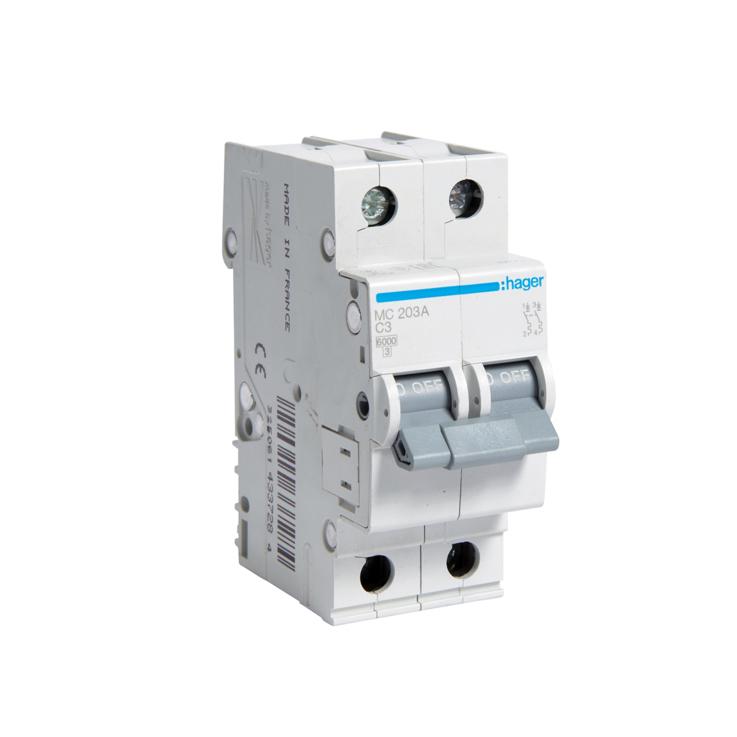 Автоматический выключатель Hager 2P 3A C 6 kA MC203A 2M