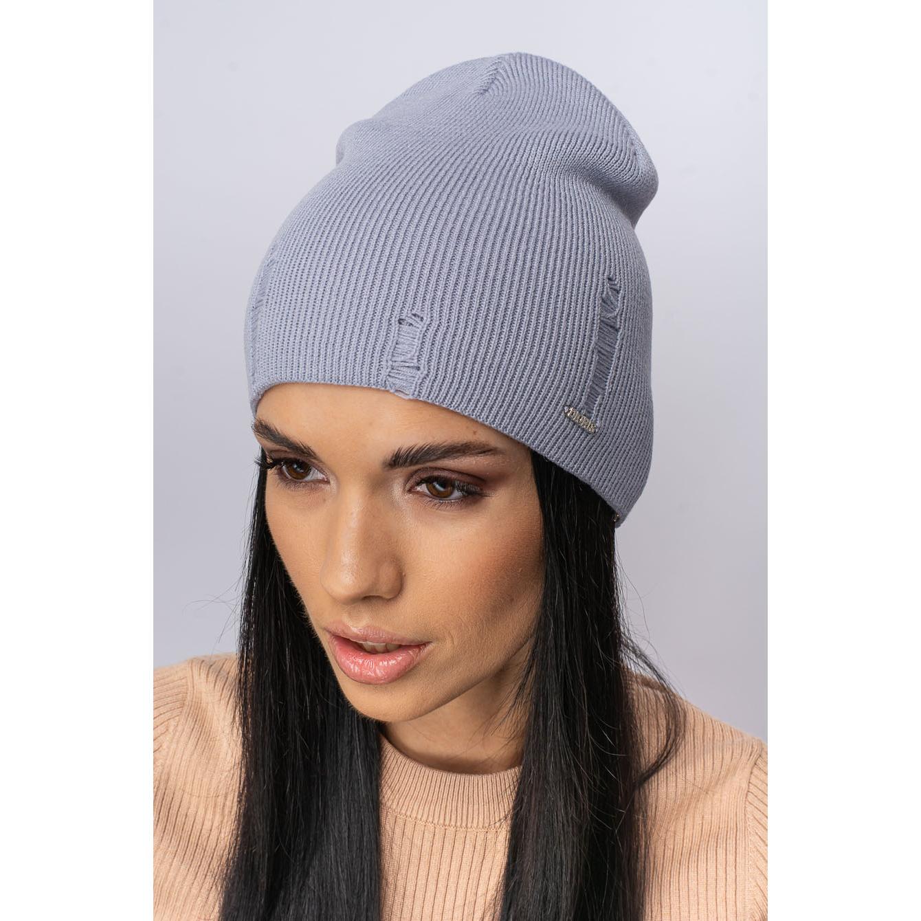 Шапка женская шерстяная двойная Leks Одри one size Металл