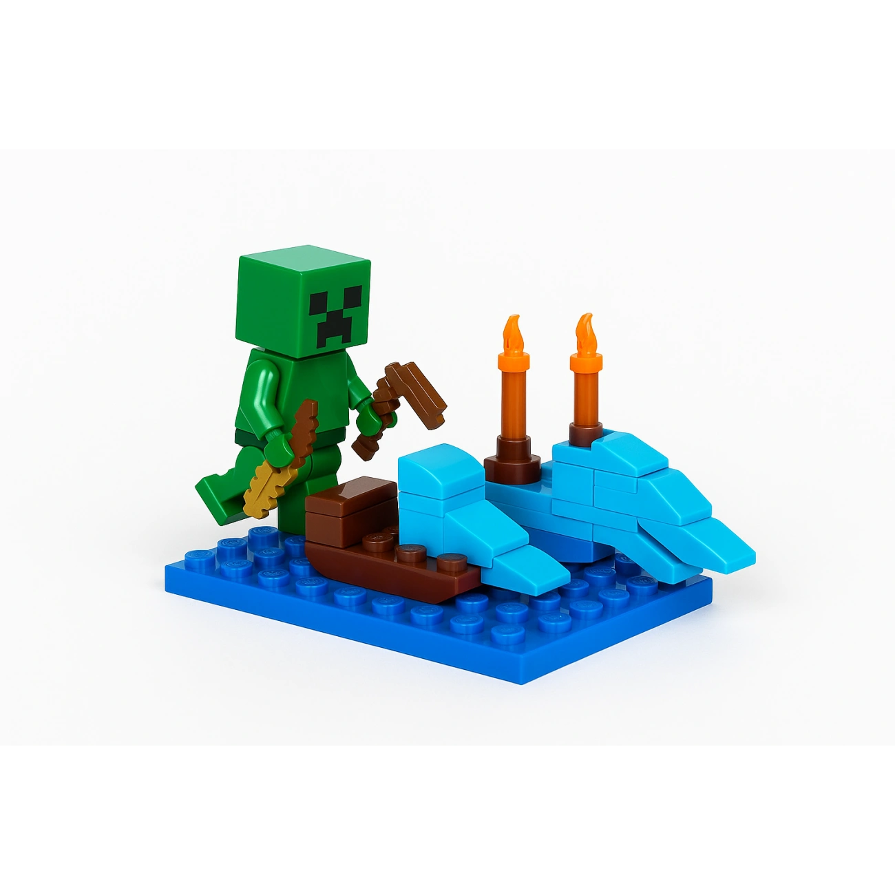 Конструктор Minecraft Крипер атакует лодку 42 эл. (29332444)