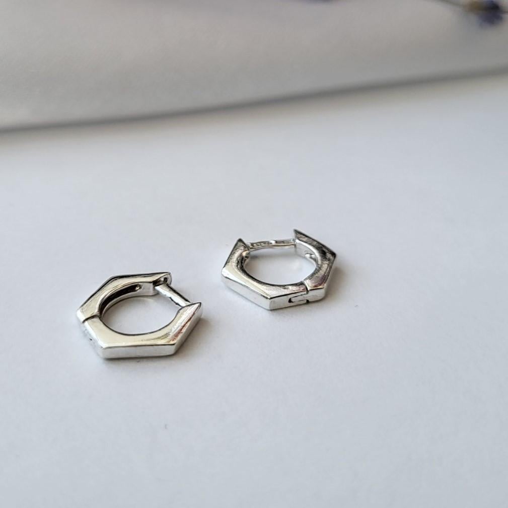 Серьги Гайка без камней серебро 925 пробы родированное 1,20 г (5000157р)