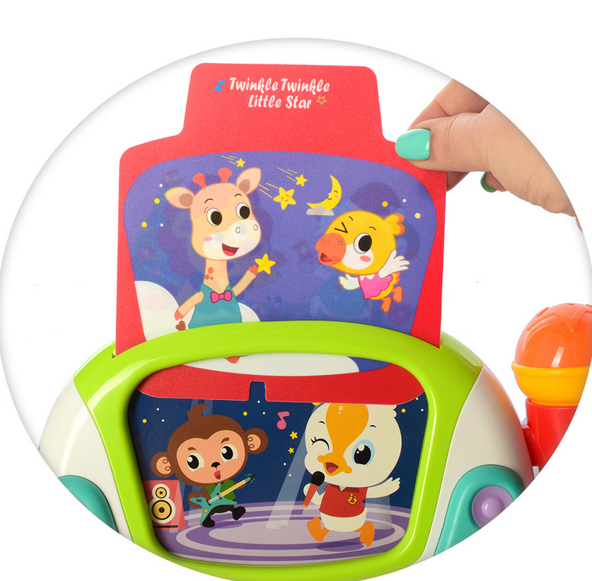 Игра для малышей Караоке Hola 3138 подсветка/4 музыкальные карты/веселые мелодии/звукозапись/микрофон - фото 4