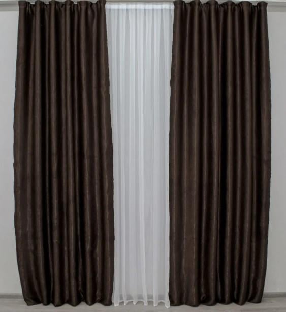 Шторы в гостиную блекаут Софт 1,5х2,7 м 2 шт. Темно-коричневый (094ш)