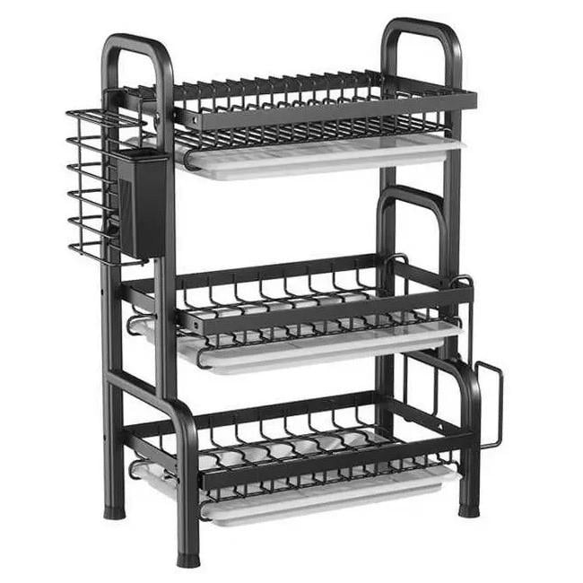 Сушилка для посуды Multifunctional Bowl Rack настольная трехъярусная 62x53x23,5 см Black (3_06777)