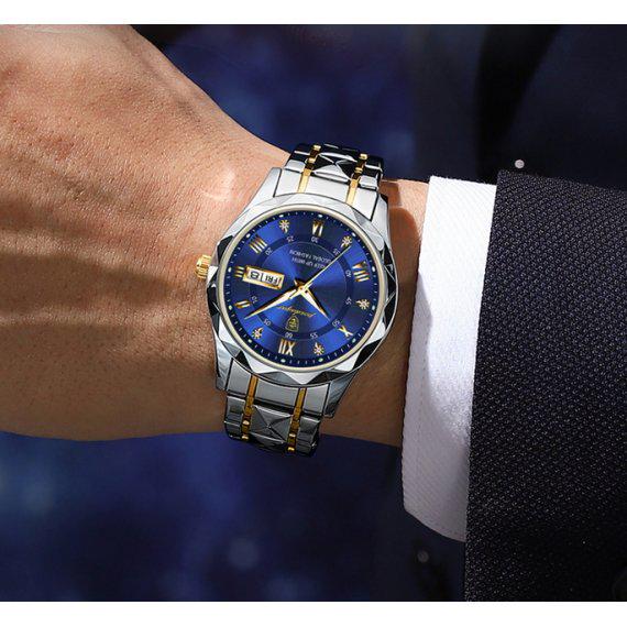 Наручний годинник чоловічий Poedagar Stava наручний із золотими вставками Silver (100-96-1543) - фото 5