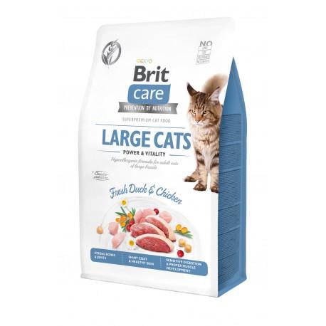 Корм сухой Brit Care Cat Grain Free Large Cats Power & Vitality для взрослых кошек больших пород с уткой и курицей 400 г (540921)