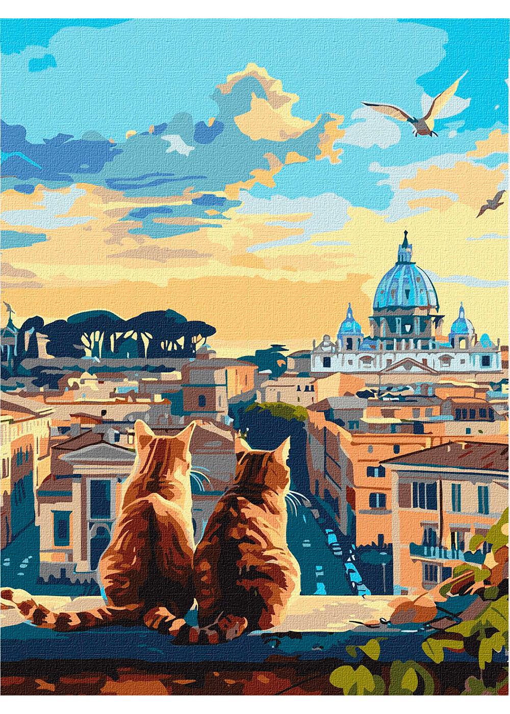 Розмальовка за номерами Ідейка Котики у Римі 30х40 см (KHO6606)