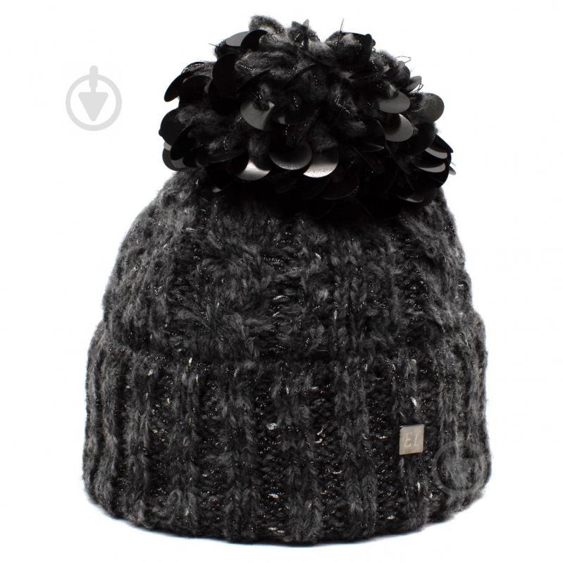 Шапка Elite СОФИЯ помпон пайетка серый