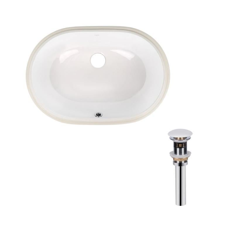 Комплект Qtap Stork Раковина врізна овальна 560x395x195 мм White і донний клапан PU02O