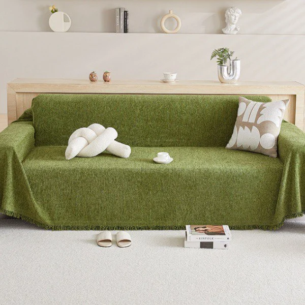 Покрывало с бахромой защитит обивку C00341-5 180х300 Зеленый