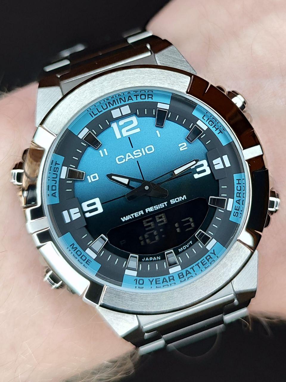 Мужские наручные часы Casio AMW-870DA-2A2 Casio Collection со стальным корпусом/подсветкой Синий (2671177253)