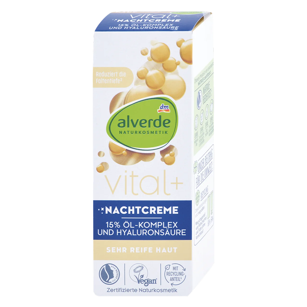 Крем ночной Alverde Naturkosmetik Vital+ для очень зрелой кожи лица с масляным комплексом 50 мл
