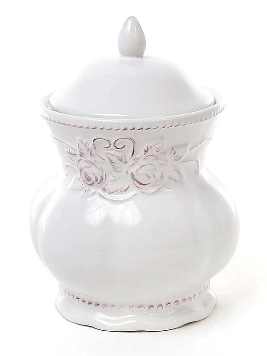 Банка Leeds Троянди для сипучих продуктів 850 мл кераміка Білий (BD-545-155)