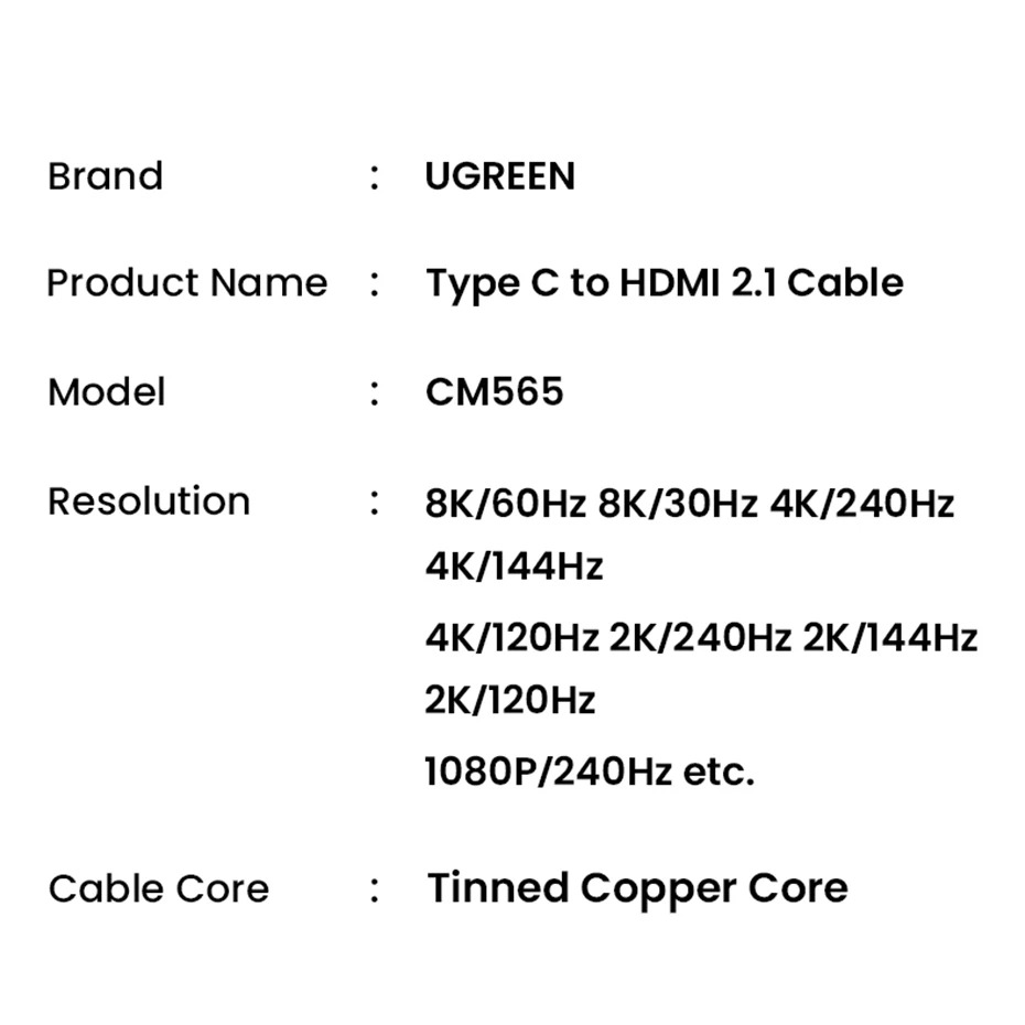 Кабель UGREEN CM565 USB-C to HDMI 2.1 8K/60Hz 2м (2000179) - фото 8 Кабель UGREEN CM565 USB-C to HDMI 2.1 8K/60Hz 2м (2000179) - фото 8