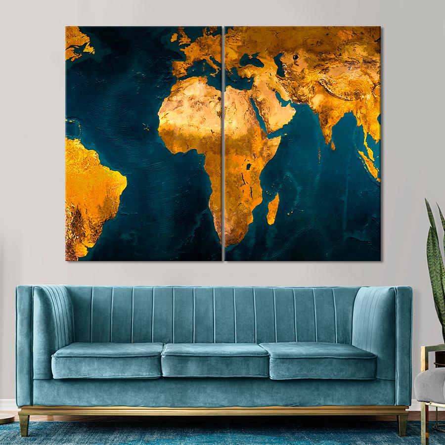Картина карта Золотистая карта мира 165x122 см (A1347-2) Картина карта Золотистая карта мира 165x122 см (A1347-2)