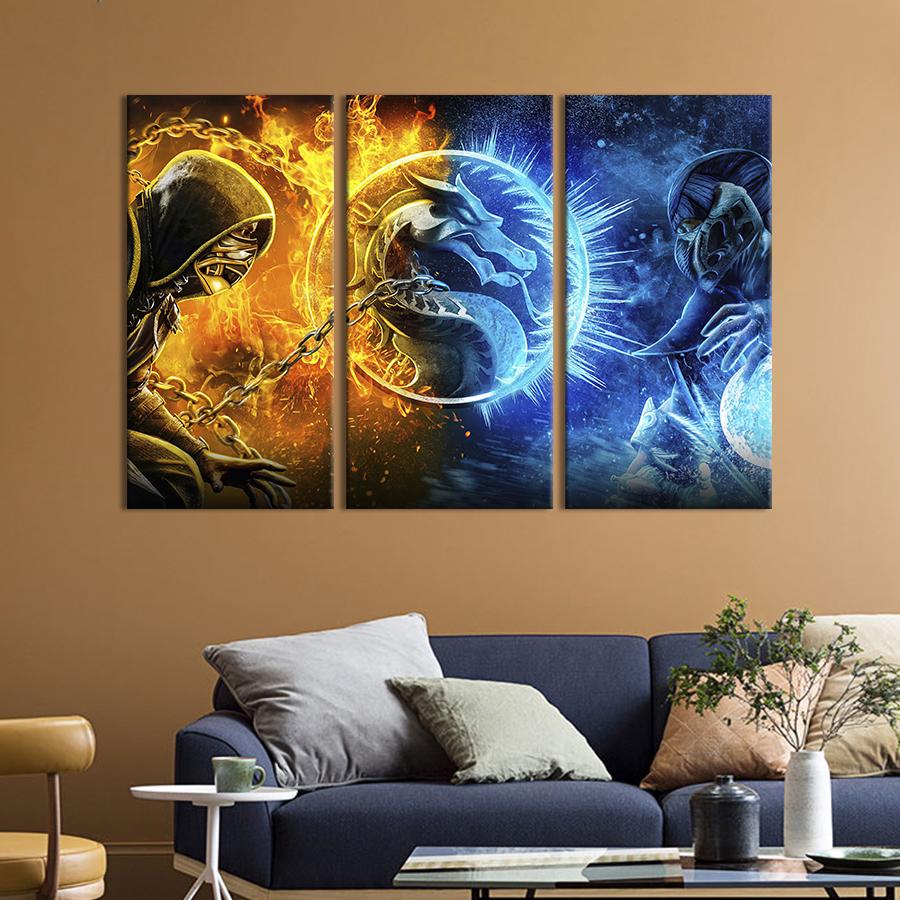 Модульная картина триптих Смертельная битва: Скорпион и Саб-Зиро 156x100 см (730-31)