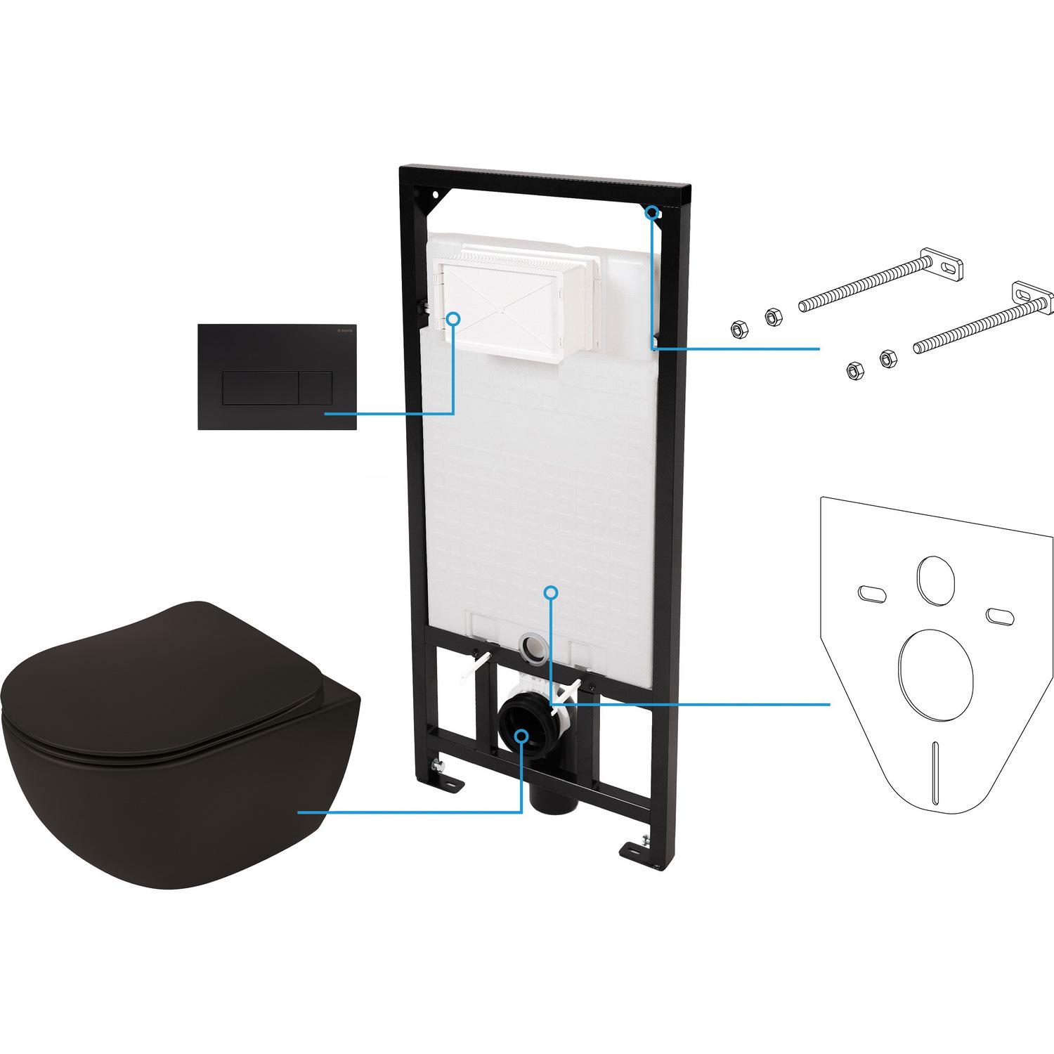 Комплект інсталяції DEANTE Peonia CDENNZPW з унітазом кнопка Чорний (205625) - фото 1