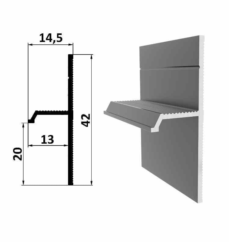 Плинтус скрытого монтажа ProfiLuxe 20 мм под гипсокартон SVP-102 2600 мм алюминиевый без покрытия - фото 2 Плинтус скрытого монтажа ProfiLuxe 20 мм под гипсокартон SVP-102 2600 мм алюминиевый без покрытия - фото 2