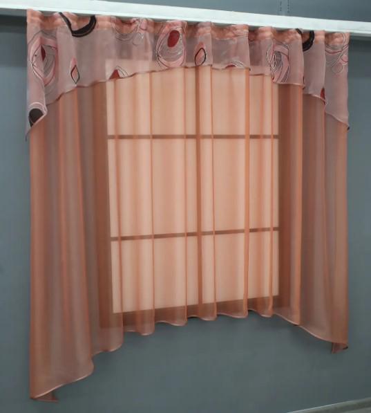 Гардина кухонная с аркой 270х170 см Терракотовый (036к) - фото 4 Гардина кухонная с аркой 270х170 см Терракотовый (036к) - фото 4