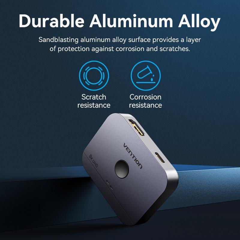 Перемикач Vention HDMI 2.1 8K 60Hz, 4K 120Гц двонаправлений 8K Switcher Сірий (AKPH0) - фото 3