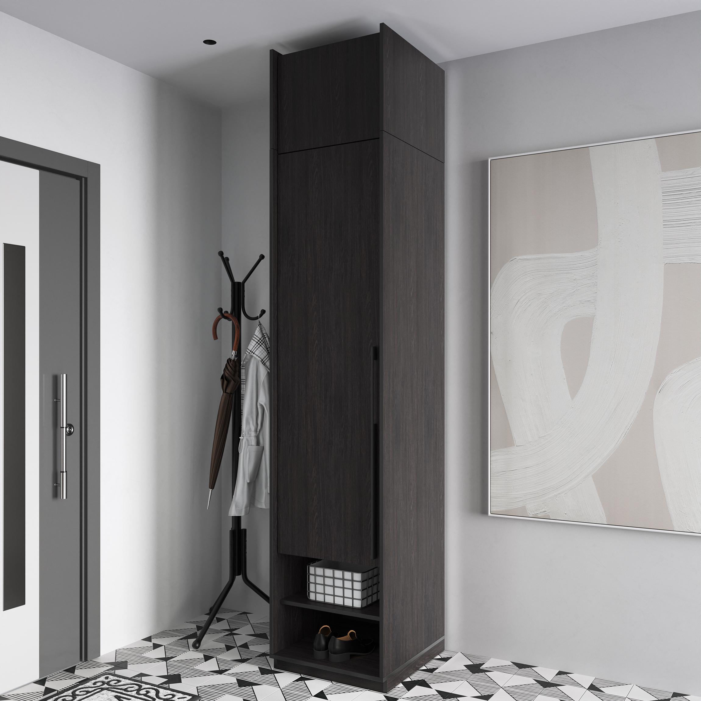 Шафа-пенал в передпокій однодверна розпашна з антресолью на 8 полиць 519х2500х570 мм Венге темний (mr-1a-vg) - фото 1 Шафа-пенал в передпокій однодверна розпашна з антресолью на 8 полиць 519х2500х570 мм Венге темний (mr-1a-vg) - фото 1