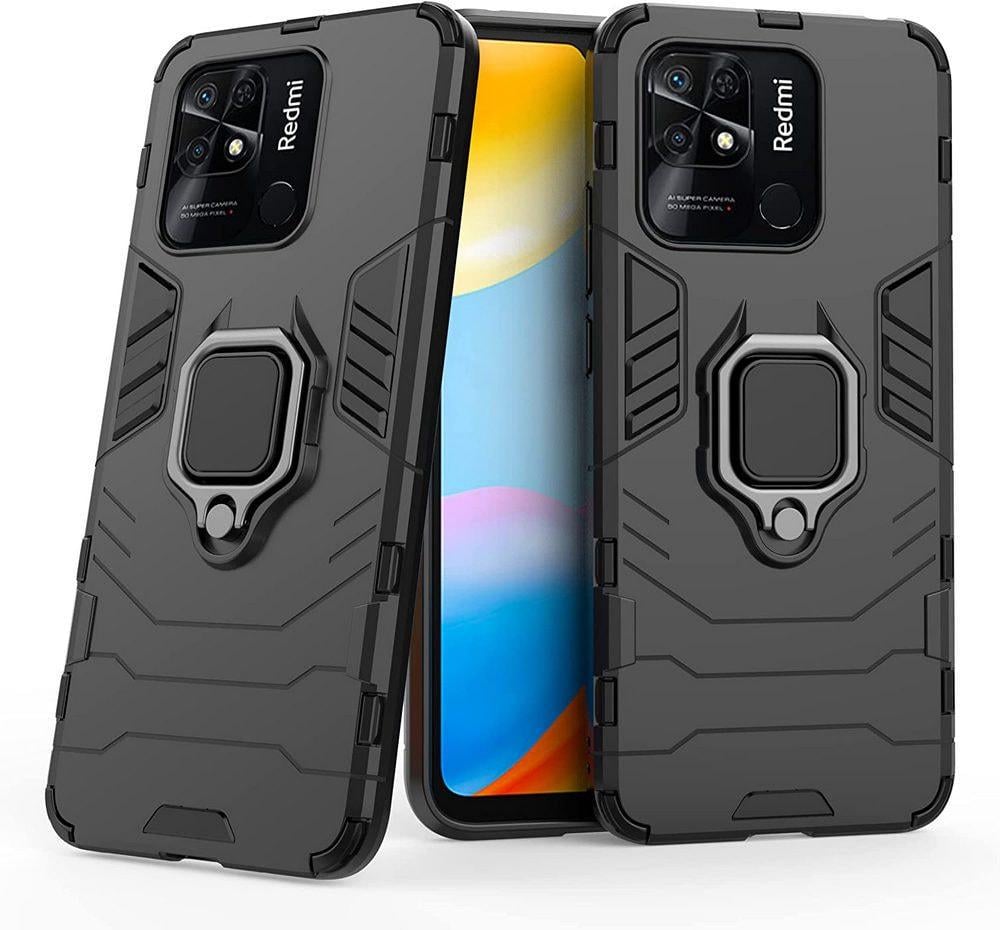 Противоударный чехол Xiaomi Redmi 10C (подставка кольцо) Black (29706-2B)
