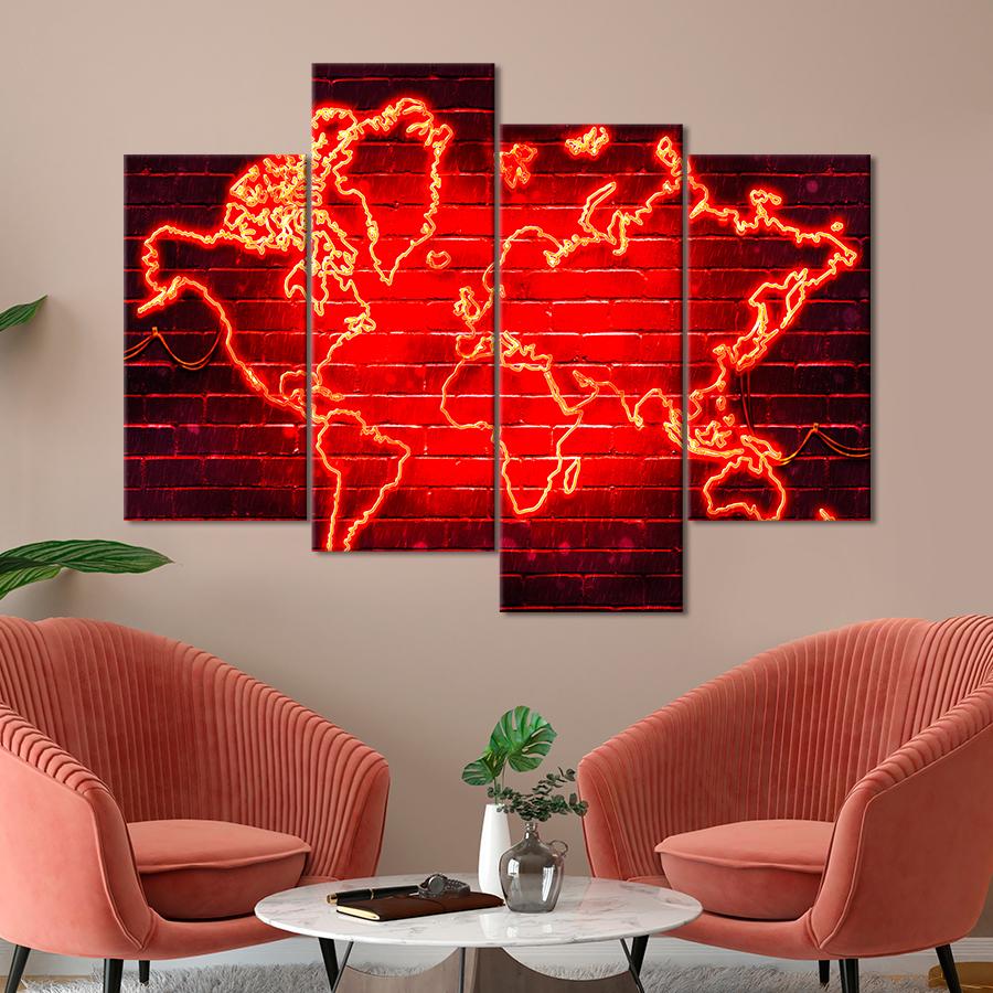 Картина карта Силуэт карты мира в красном цвете 89x56 см (A1354-4) Картина карта Силуэт карты мира в красном цвете 89x56 см (A1354-4)