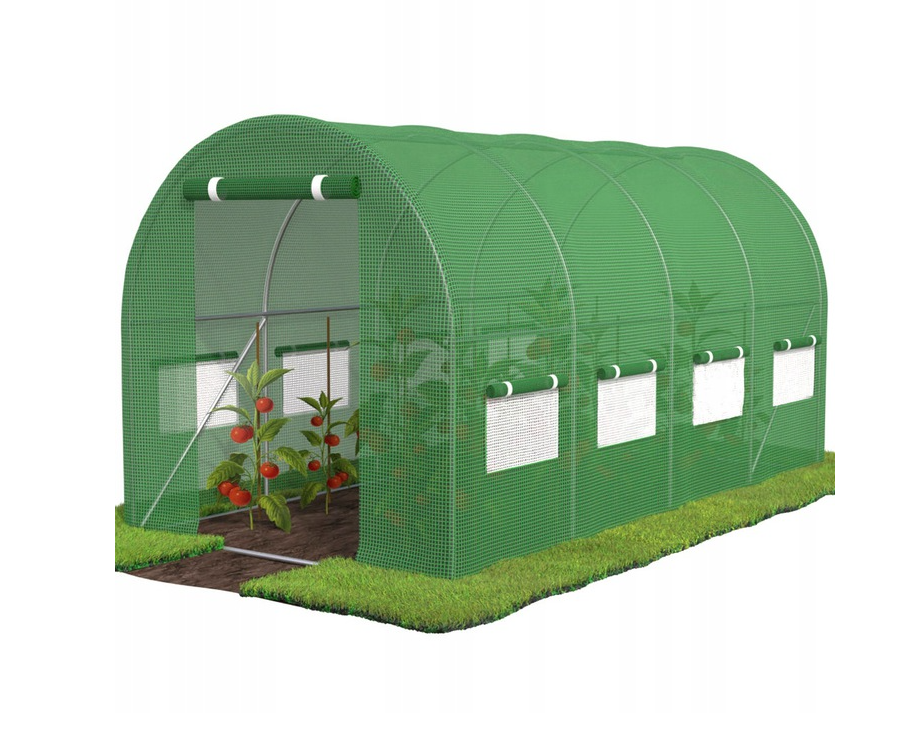 Теплиця/парник армована плівкова Bass Polska 8596 10 м2 з вікнами 4х2,5х2 м Зелений