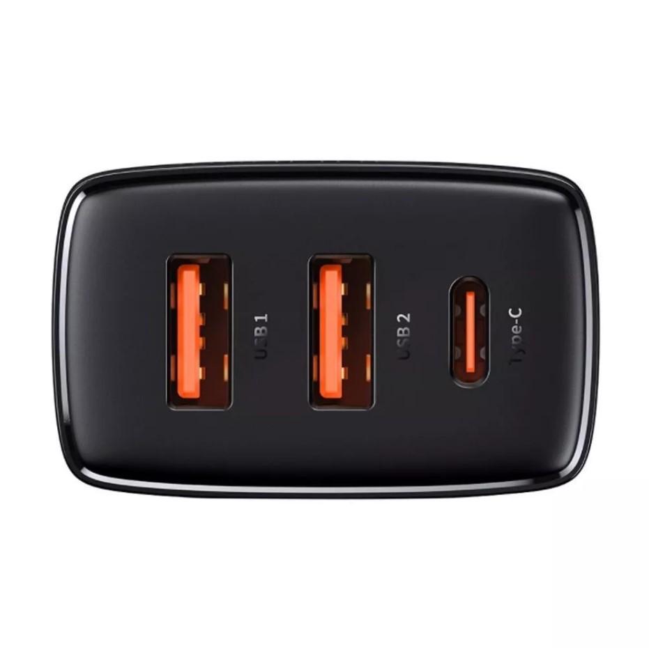 Зарядное устройство сетевое BASEUS Compact Quick Charger 30 W QC+ PD 1Type-C/2USB Black (2363151259) - фото 2