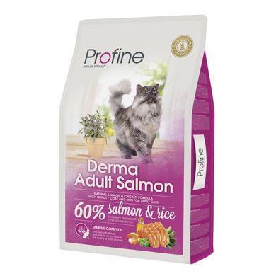Сухой корм Profine Cat Derma для кошек шерсть которых требует дополнительного ухода 10 кг Лосось