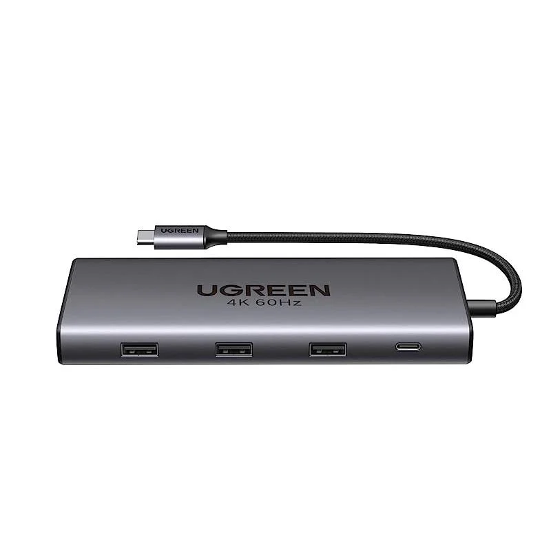 Концентратор USB-C UGREEN CM639 Type-C 10в1 HDMI 8K Grey (15534)