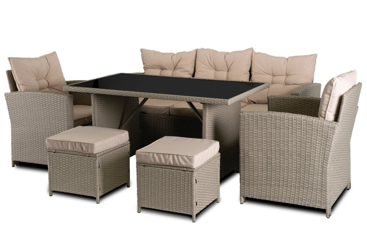 Набор садовой мебели Mebel Elit COLORADO диван/2 кресла/2 пуфа/столик для террасы и сада (ME.COLORADO/P/BZ/RT/OGR/ZES)