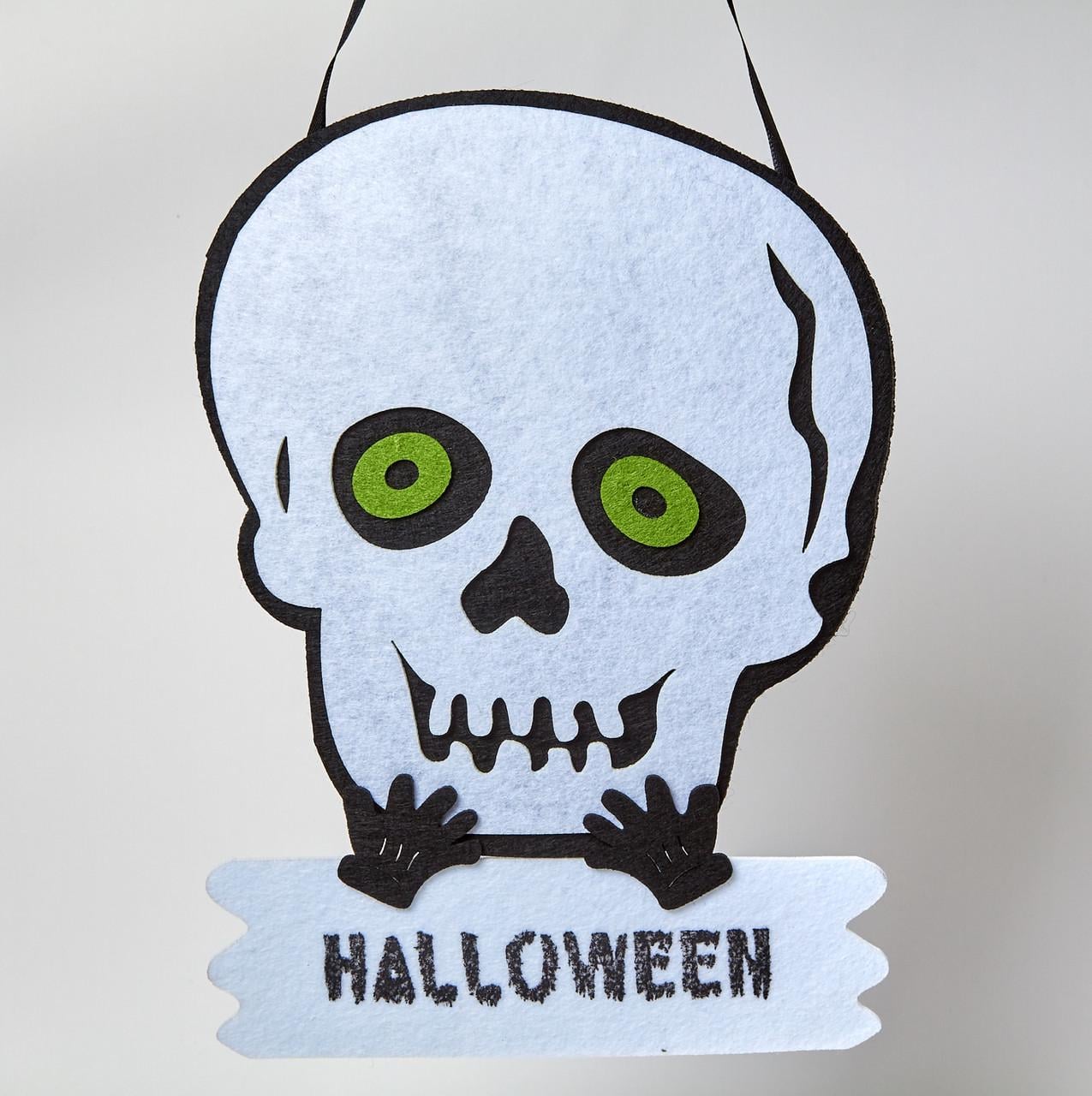 Фетрова підвіска Череп на Хелловін 31х21 см