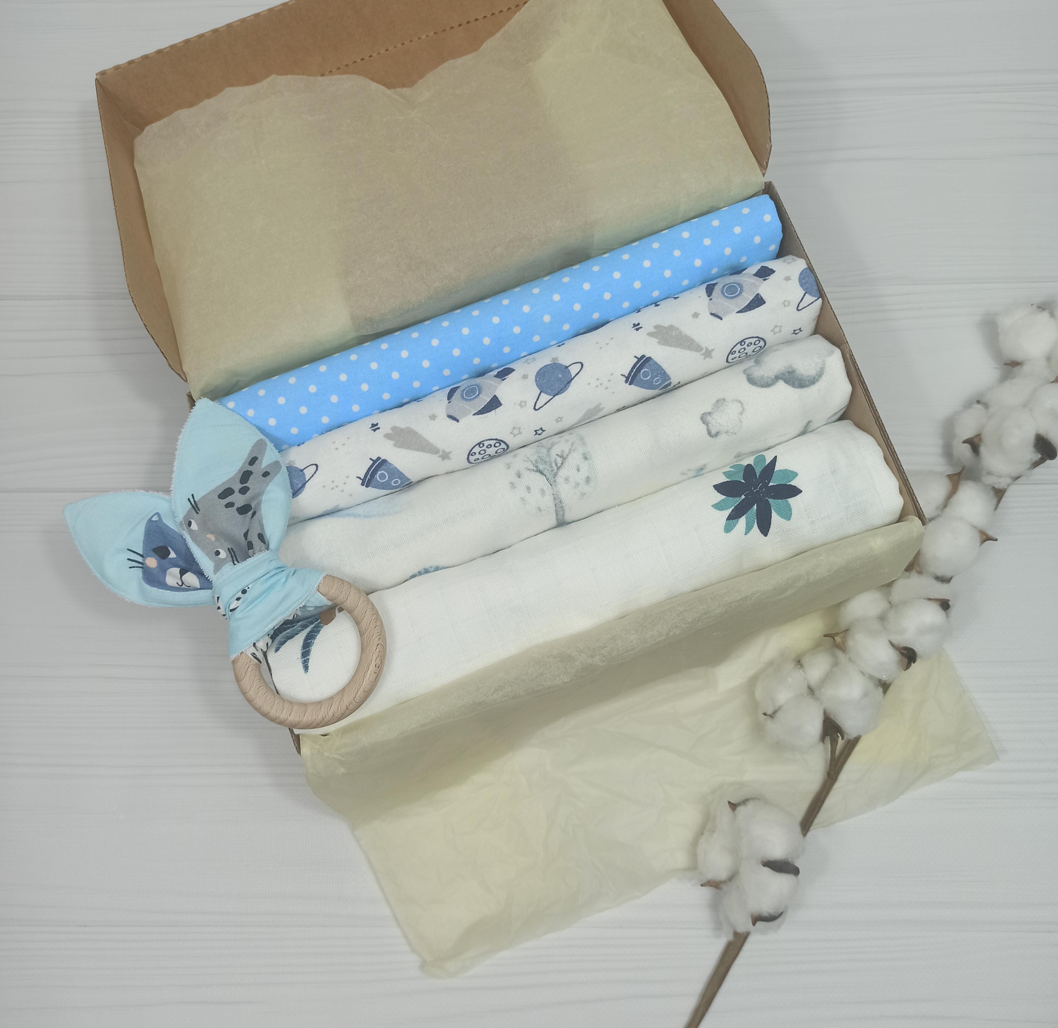 Набор пеленок albabybox Горох с грызуном 6 шт. Бело-голубой (NA 18204307) Набор пеленок albabybox Горох с грызуном 6 шт. Бело-голубой (NA 18204307)