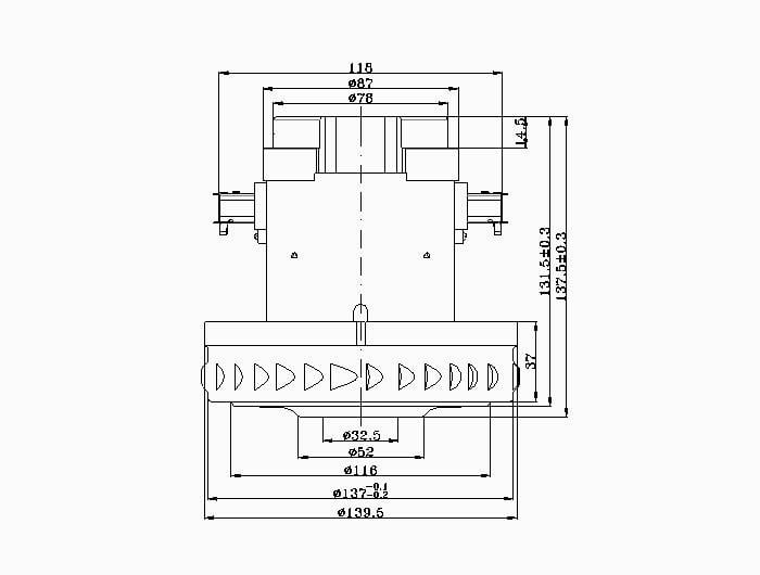 Двигатель для пылесоса Karcher 2501/2801 IRMATECH VCM 047/VAC047UN 1400 W 137,5x139,5 мм - фото 3