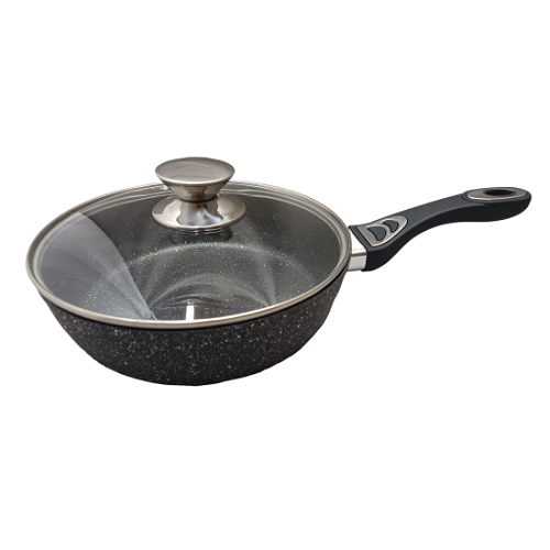 Сковорода с крышкой Benson BN-482 антипригарное мраморное покрытие 24х6.5 см