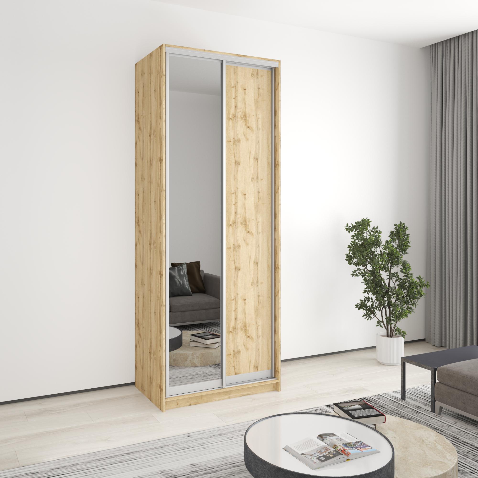 Шафа-купе дводверна MebelStar Уні AL ДСП/дзеркало 90x60x240 см Дуб тахо (MBS-3995)