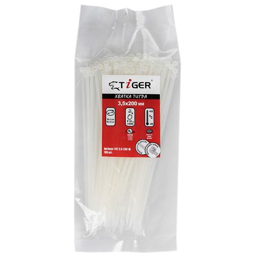 Хомут пластиковый Tiger ТСТ W3.5х200 100 шт. Белый (00000049835)