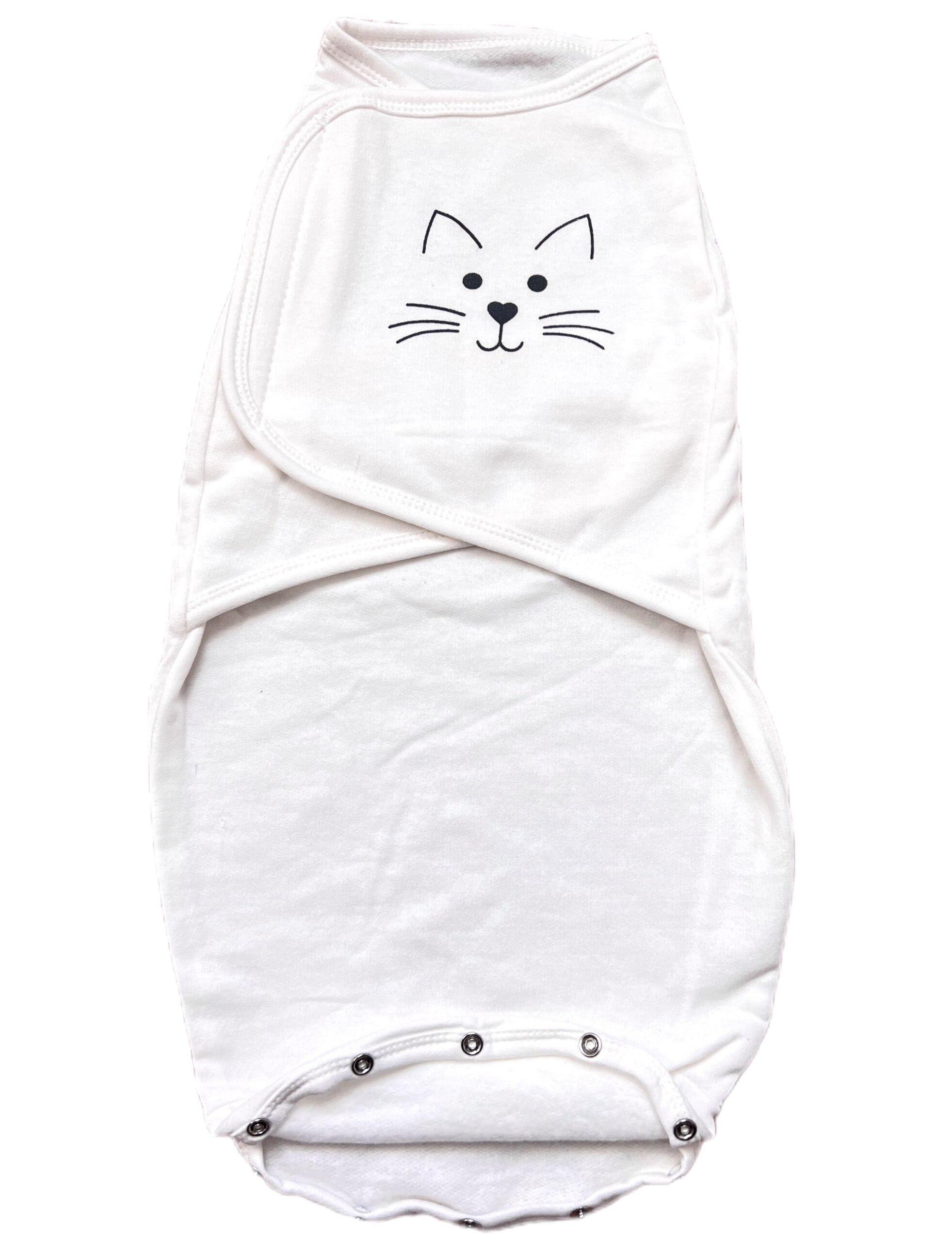 Пеленка-кокон на липучках Котик евро интерлок №4 0-6 мес. Молочный (11645)