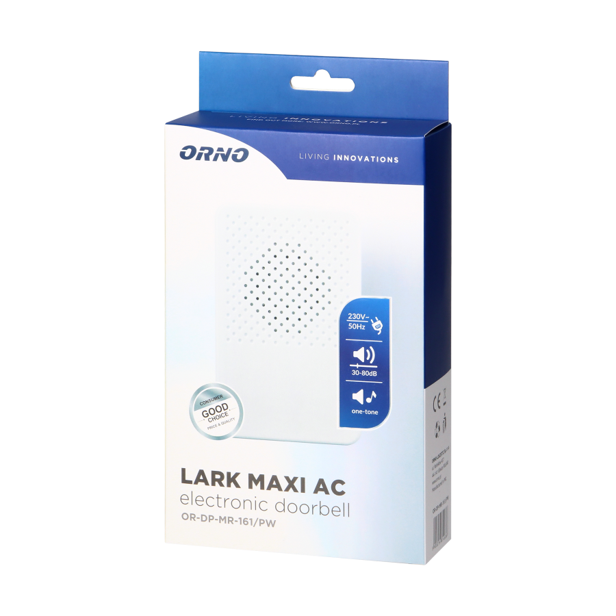Дзвінок ORNO LARK MAXI AC 1 тоновий 230V Сніжно білий (OR-DP-MR-161/PW)