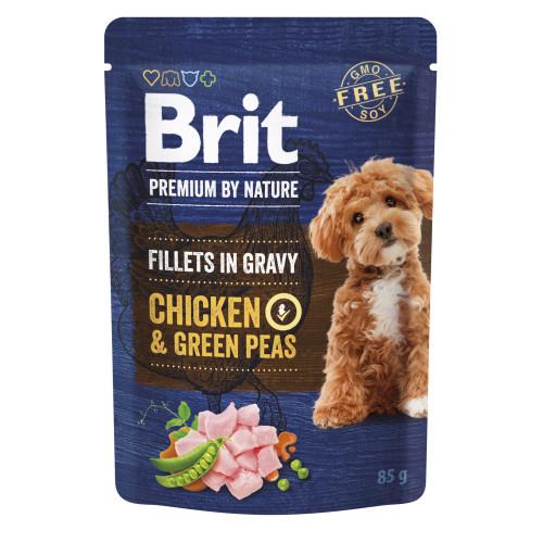 Корм влажный Brit Premium Fillets in Gravy Chicken&Green Peas для собак малых пород филе в соусе курица и горошек 85 г