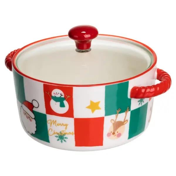 Миска фарфоровая с крышкой Christmas для супа и лапши 800 мл (FM-CS-9C)