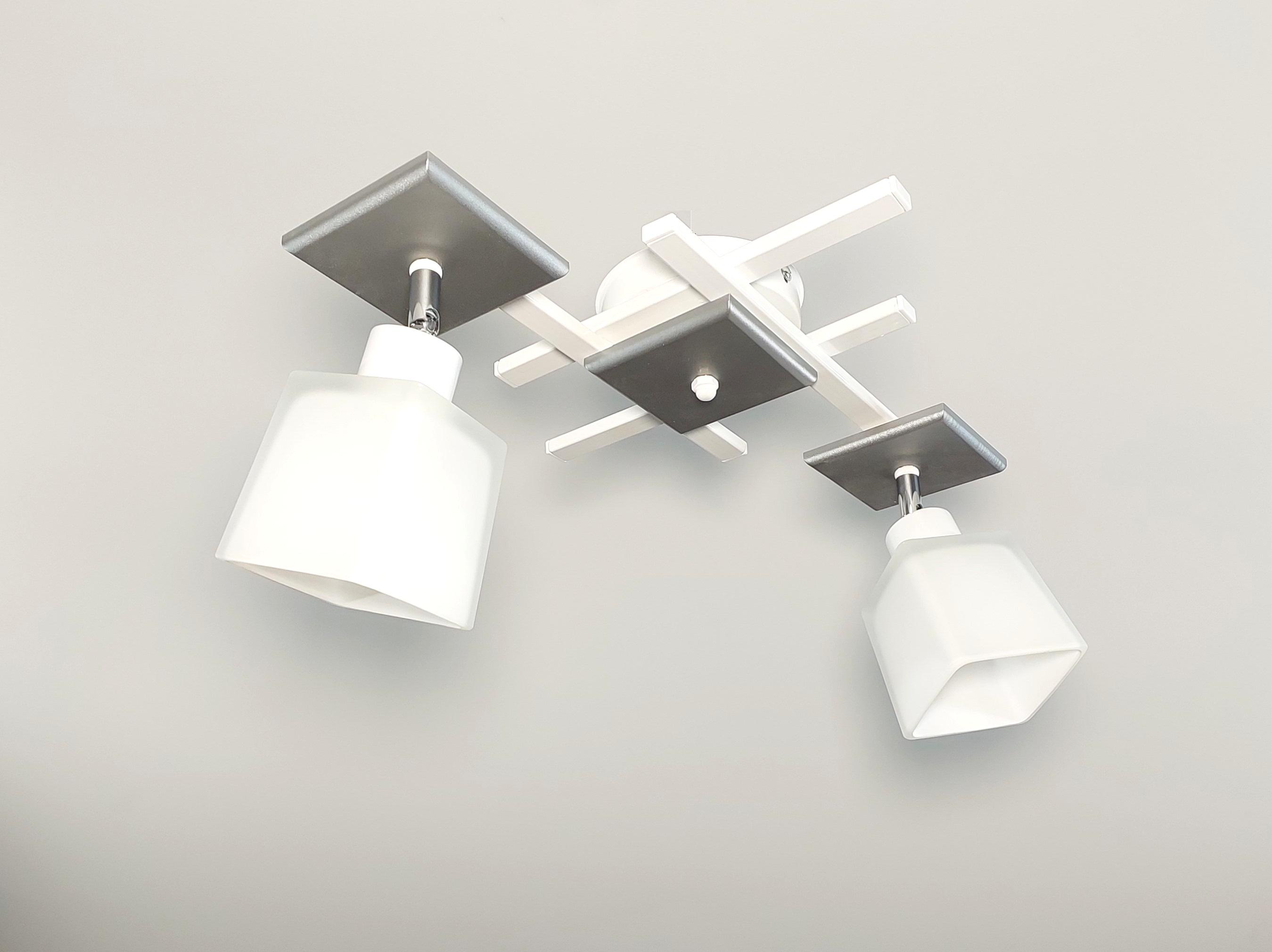 Люстра потолочна Оскар/2 на 2 поворотних плафона Білий/Сірий