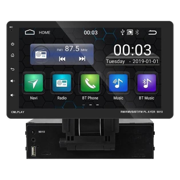 Автомагнитола 1din 9010c 9" с поворотным экраном Bluetooth Mp3 FM радио Carplay Черный