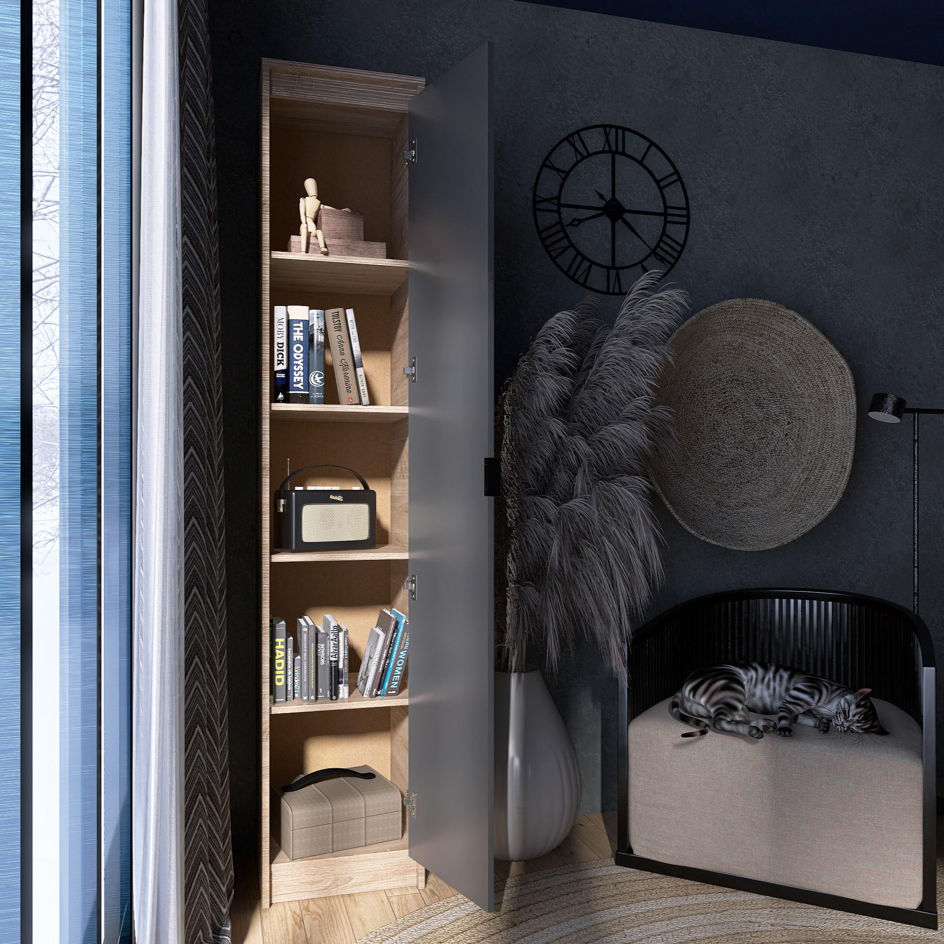 Пенал Everest Сити 400 закрытый 402х380х2046 мм Сонома/Графит (11424) - фото 5