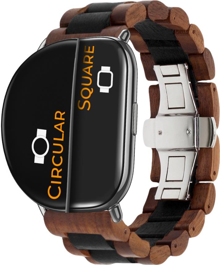 Ремешок деревянный WoodLock для ZEPP E Square/Circular Black/Brown (28294-26)