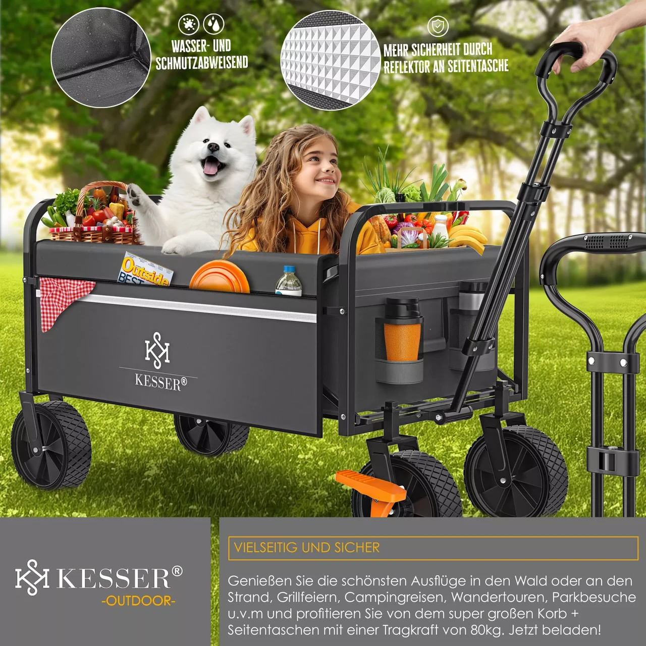 Тачка садово-строительная KESSER Oxford 600D 80 кг 90х52х102 см (4255598323062) - фото 4 Тачка садово-строительная KESSER Oxford 600D 80 кг 90х52х102 см (4255598323062) - фото 4