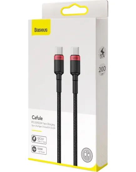 Кабель швидка зарядка 100W Baseus Cafule PD2.0 USB Type C-Type C 1 м Чорний/Червоний (23373337) - фото 6